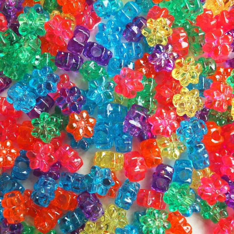 BeadExplosion Flower Beads Jewel Rainbow Colors Large Hole Pony Beads Multi Mix Made in USA - Image 2